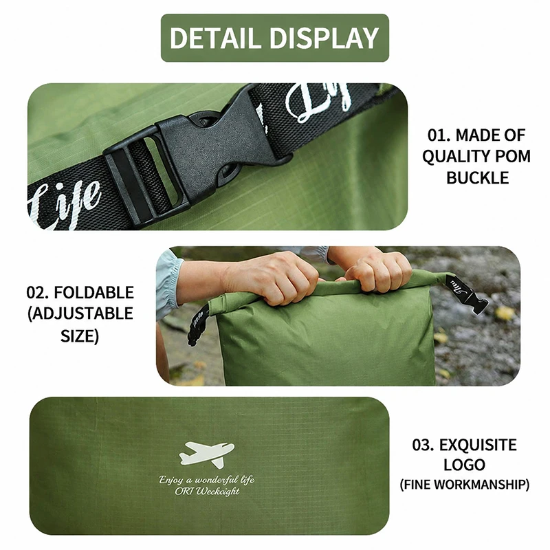 SEAMETAL Outdoor Cycling Dry Sack Waterproof Bag Foldable Storage Bag Portable Hanging Travel Pack Riding Hiking Bags Accessory