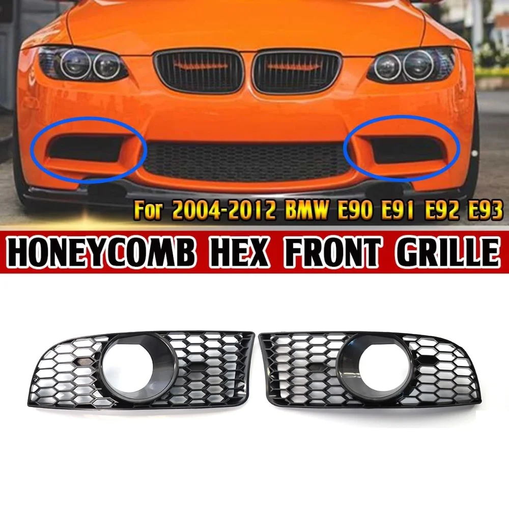 1 Pair M3 Style Car Front Bumper Lower Fog Light Lamps Grilles Grille Replacement For BMW 3-Series E90 E91 E92 E93 2006-2011