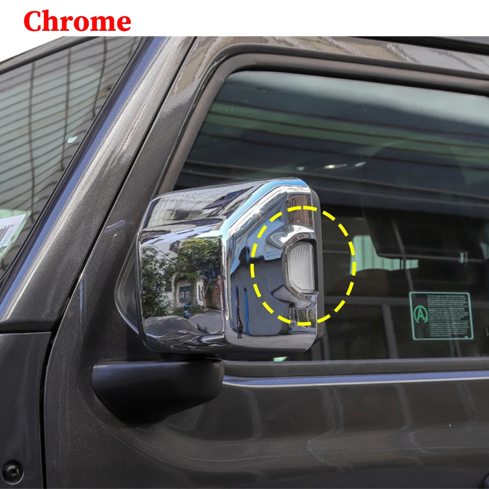 سيارة مرآة الرؤية الخلفية قذيفة الديكور غطاء الكسوة ملصقات ل جيب رانجلر JL المصارع JT 2018-2023 2024 الملحقات الخارجية #6