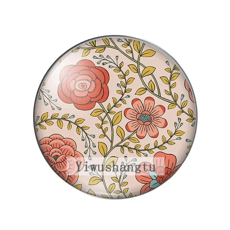 Art Oil painting flowers group pattern 10mm/12mm/20mm/25mm Round photo glass cabochon demo flat back Making findings