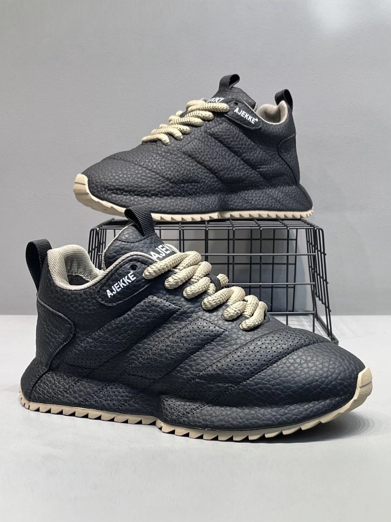 

Men's 2026 New Summer Anti-Slip Casual Black Leather Sports Shoes Heightening Dequn Trendy Shoes Comfortable Breathable Mesh ...