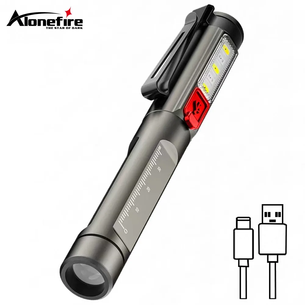 Alonefire P31 Portable LED Flashlight Work Light Medical First Aid Pen Torch With Pupil Gauge Measurements Doctor Nurse Diagnosi