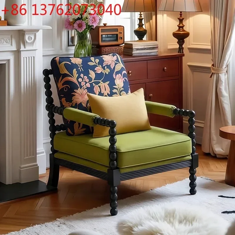 

Французское ретро-кресло с жемчужной отделкой, премиум-класса, одноместное, для американской гостиной, из массива дерева, с тканевой обивкой, в стиле кэжуал.