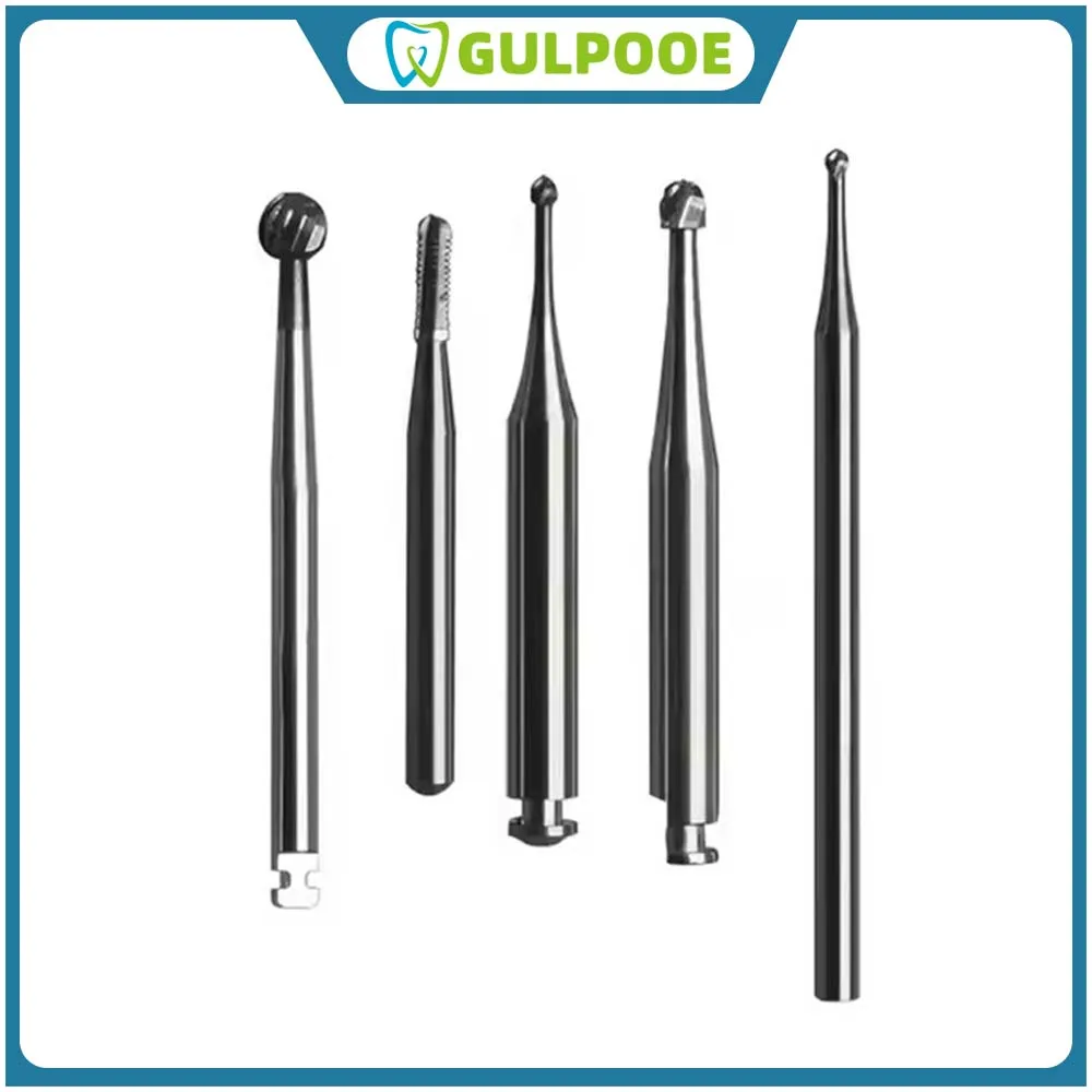GULPOOE 1 pièces fraises dentaires en carbure de tungstène basse vitesse ronde RA perceuse Type de loquet dentiste Turbine 2.35 Mm outils de dentisterie RA1-RA8
