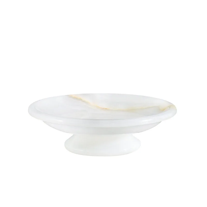 

Natural jade fruit plate meals, plate high-foot tray light luxury home furnishing ornaments, medieval style storage plate