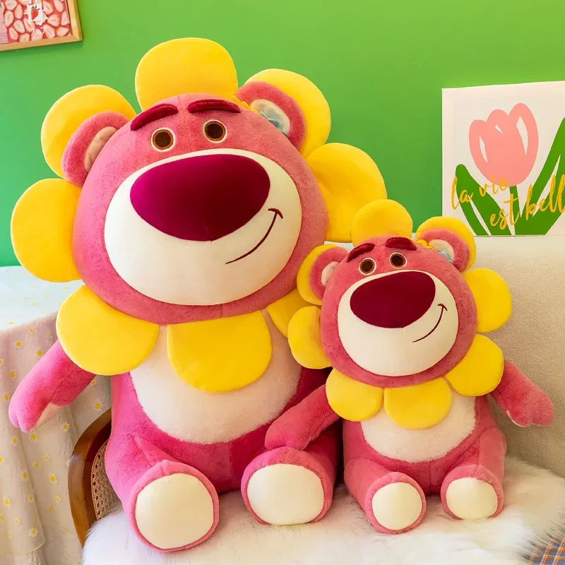 Kawaii Sunflower Strawberry Bear Big Plush Toys Pillow Cartoon Plush Dolls Girls Cute Anime Stuffed Doll for Kids Birthday Gifts