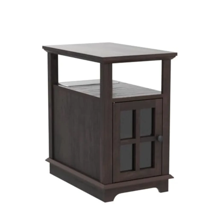 rrow End Table with Flip Top Charging Statiodjustable Shelf TypeC USB Port Power Outlets Side Table with Storage for Living Roo