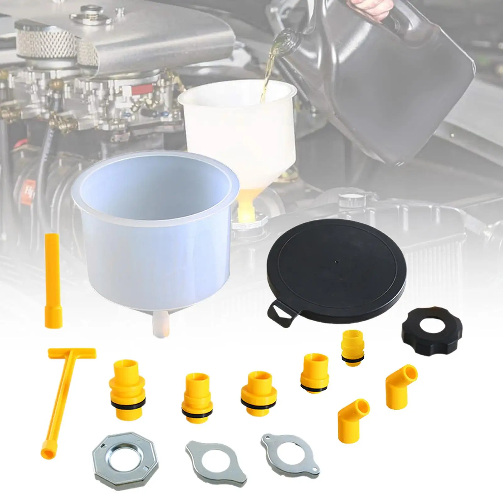 15 Pieces Generic Leakproof Coolant Funnel Set Automobile with Adapters