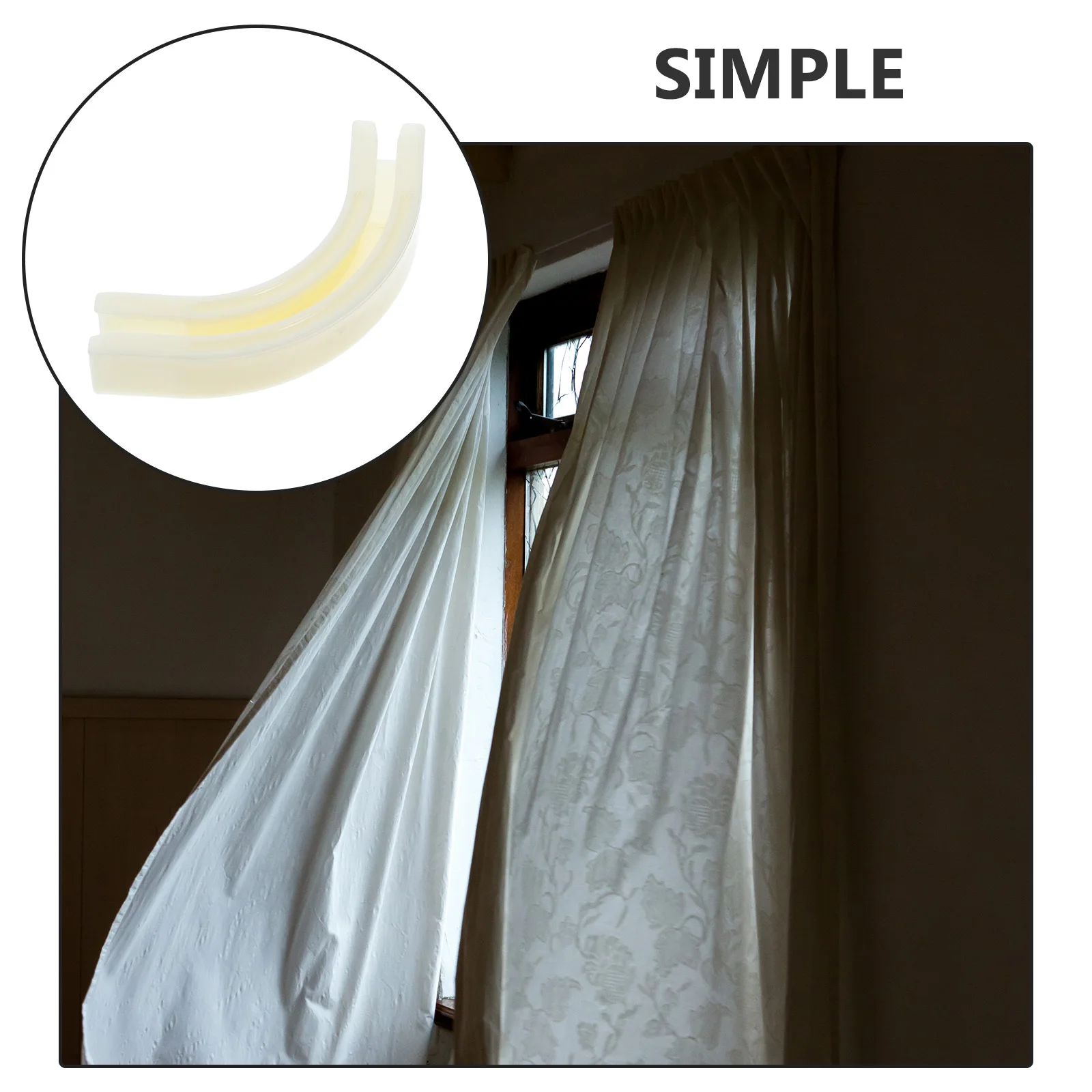 الستار المسار 90 درجة طائرة شراعية موصل ABS المواد تصميم أنيق نافذة المنزل ملحق الستار المسار موصل #2