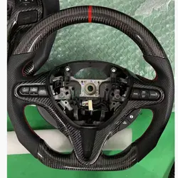 Customized 100% Carbon Fiber Car Steering Wheel With Leather For Honda Civic 8TH GEN 2006-2012 FIT City