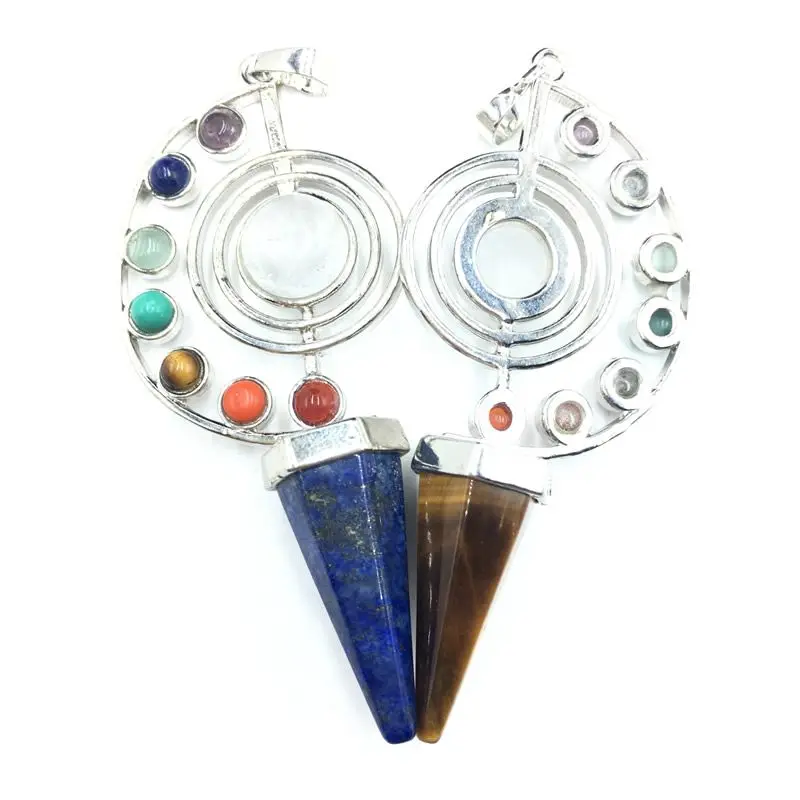 Crystal Six sided Conical Divination Pendant Natural Stone Spirit Agate Pink Quartz Jewelry DIY Necklace Pendant Accessories image 4