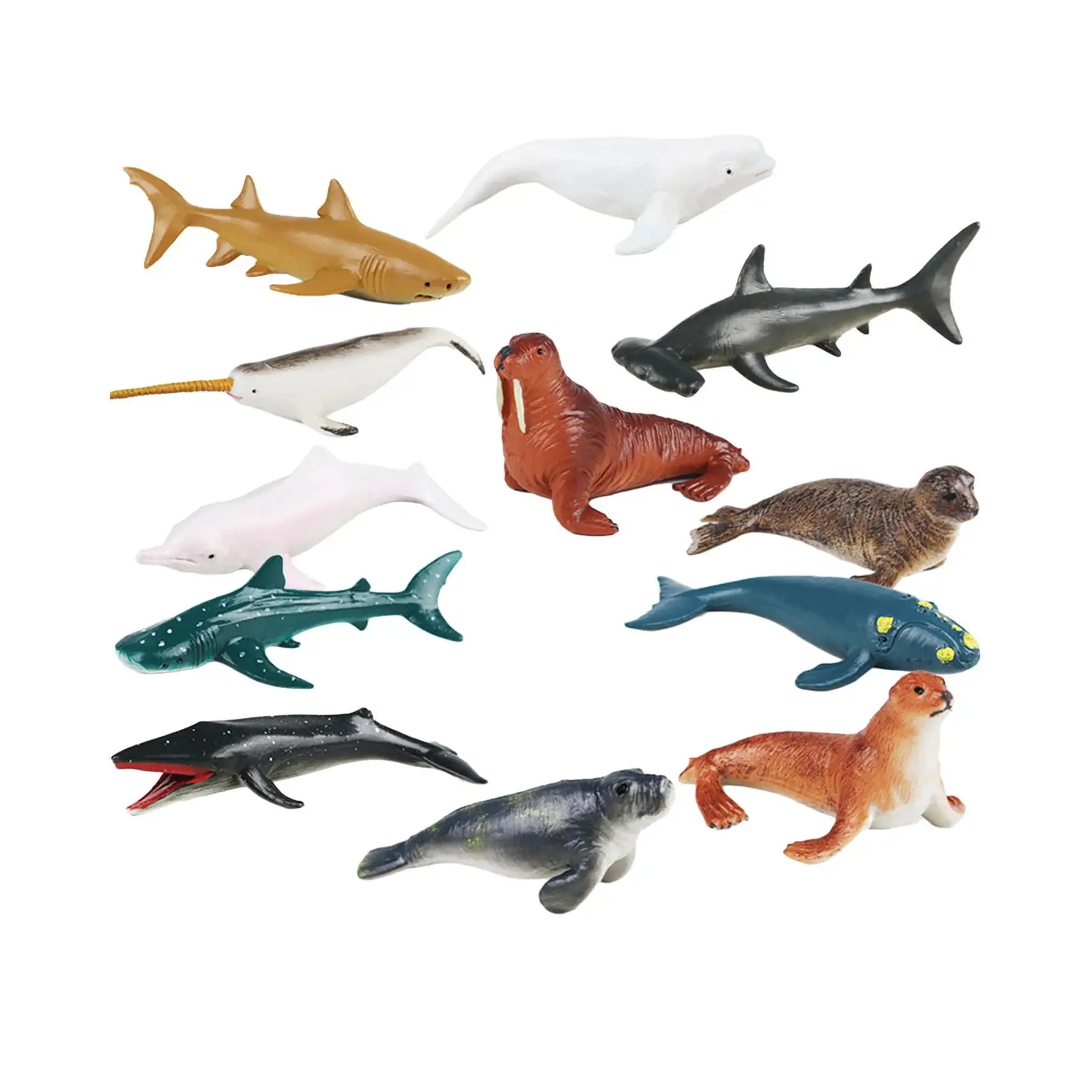 12x Marine Animal Figures Toy Valentines Day Gifts for Kids for Cake Topper