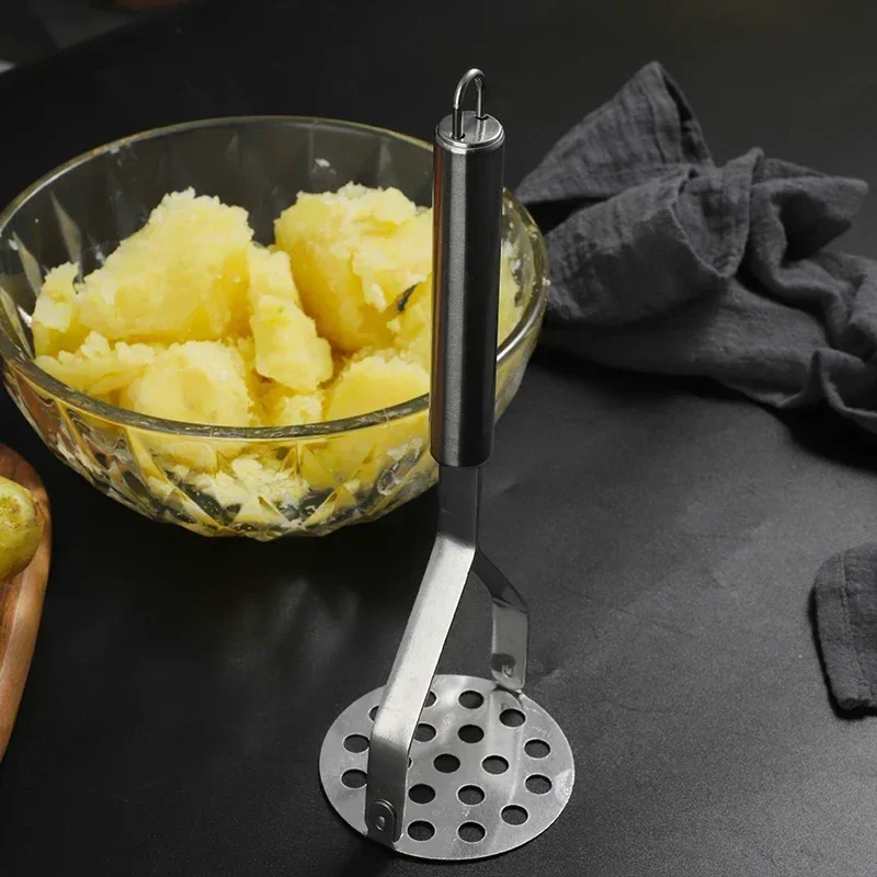 Manual Stainless Steel Potato Masher Fruit Vegetable Pressure Mud Machine Kitchen Children Food Crusher Complementary Gadget