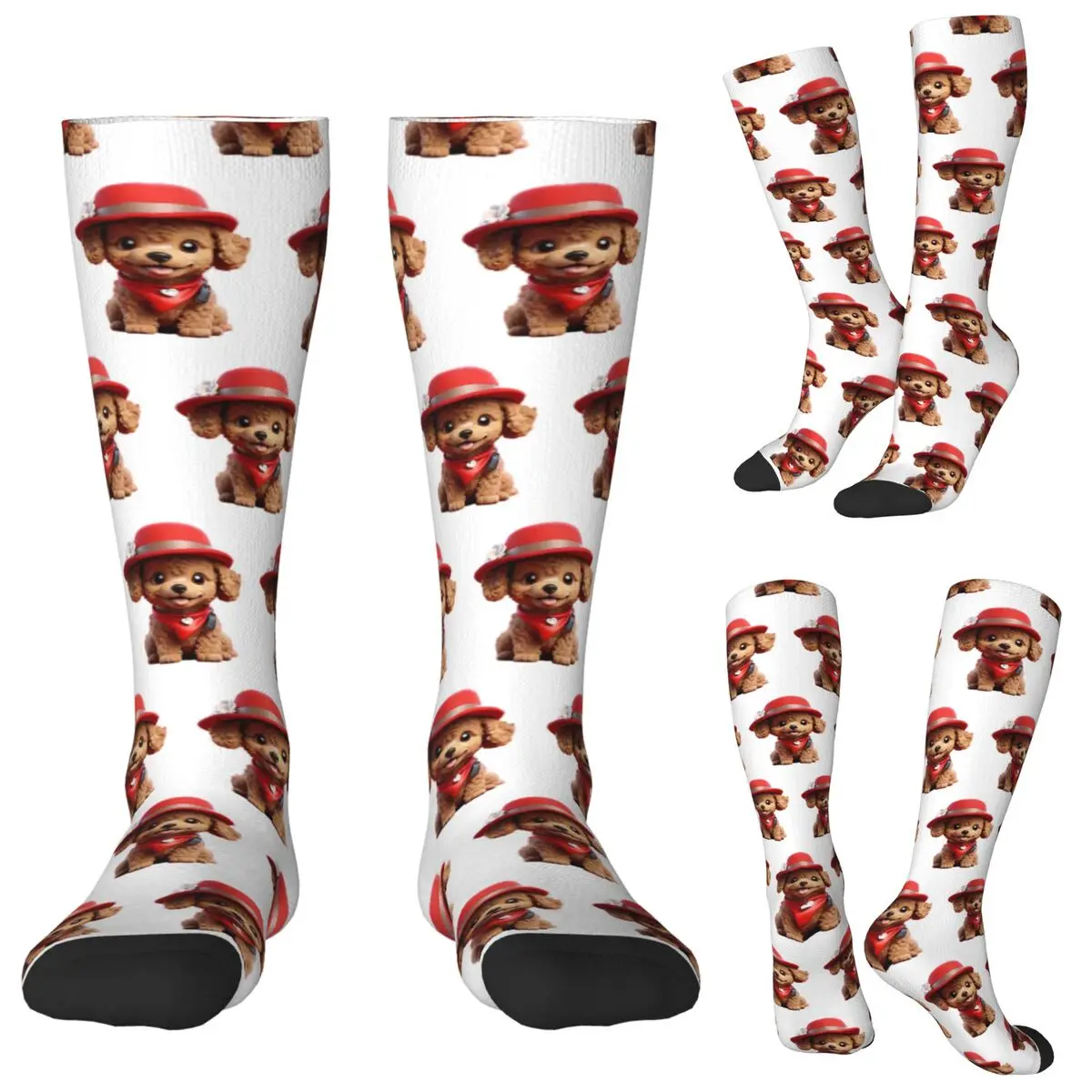 Cute Smiling Cartoon Toy Poodle Dog V2 Socks Harajuku Stockings All Season Long Socks Accessories for Unisex Gifts