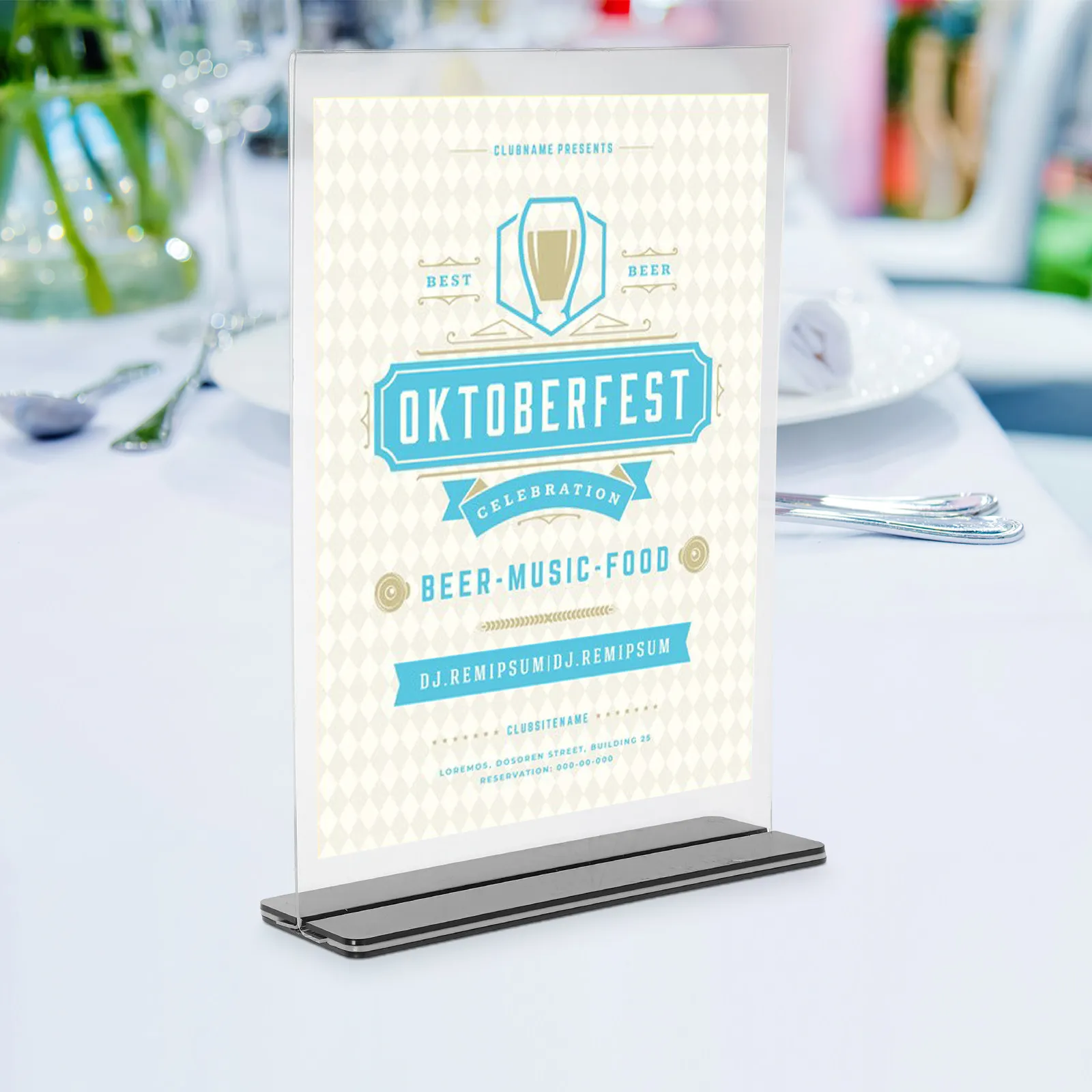 Acrylic Sign Holder T Shape Transparent Base A4 Size Menu Display Rack Double Sided Tabletop Price Tag Stand Acrylic Sign Holder