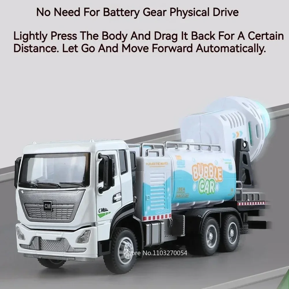 1:24 modelos de carros elétricos bolha brinquedos liga diecast veículos de engenharia com luz sonora puxar para trás portas abertas brinquedo presente para criança