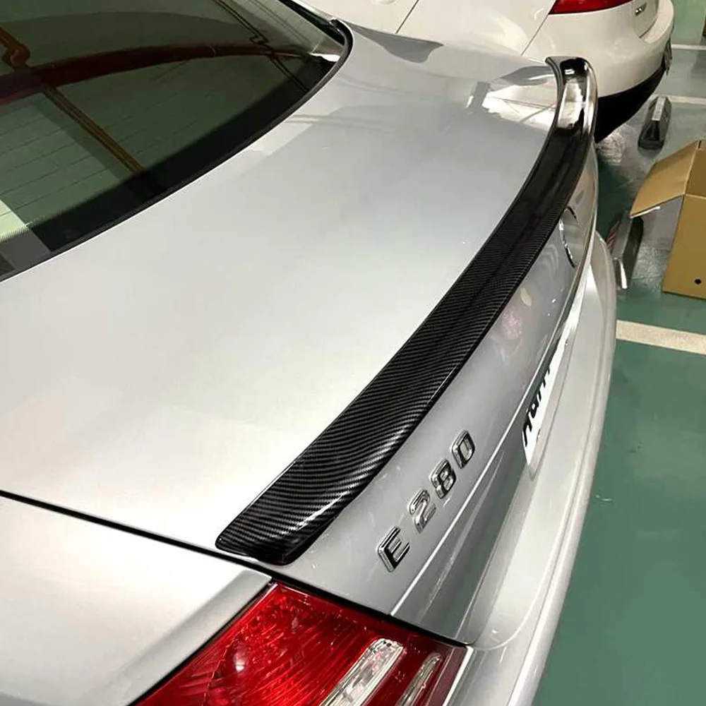 For Mercedes Benz E Class W211 2003-2008 Rear Trunk Lid Car Spoiler Wing Black Carbon Printing Tuning Exterior Accessories Parts