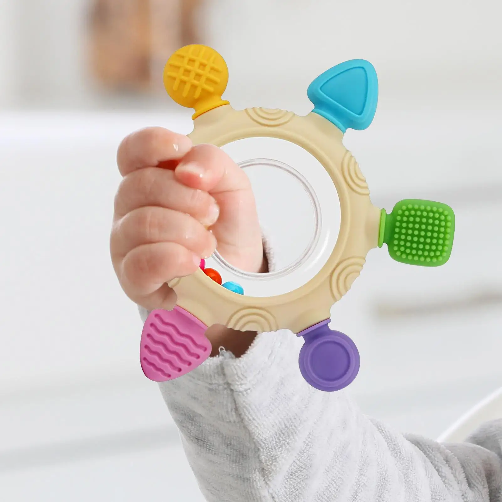 Anelli per la dentizione del bambino Giocattolo sensoriale per la dentizione del bambino Sonaglio Massaggiagengive sensoriale Anelli di sollievo Sonaglio per dormire Asilo nido Viaggio Ragazzo Ragazza