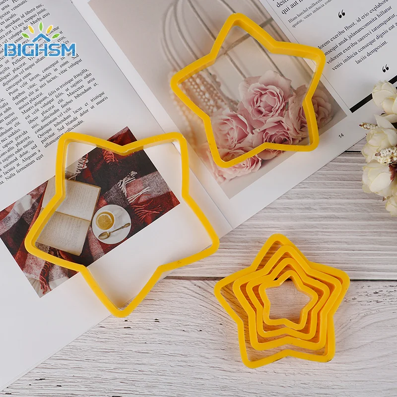 6 unids/set árbol de Navidad cortador de galletas forma de estrellas pastel molde cortador de galletas