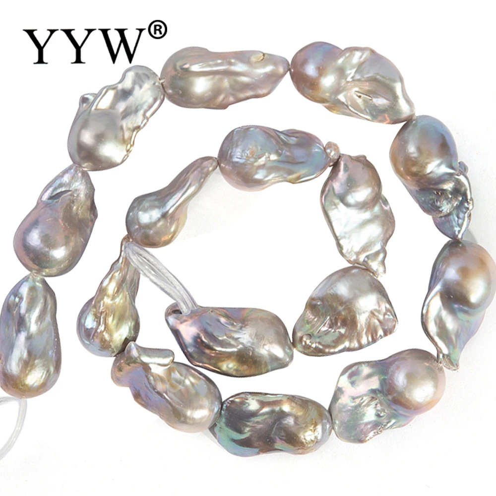 High Quality 13-15cm Cultured Freshwater Nucleated Flameball Shape Pearl Beads White For Bracelets Necklace Diy Jewelry Making