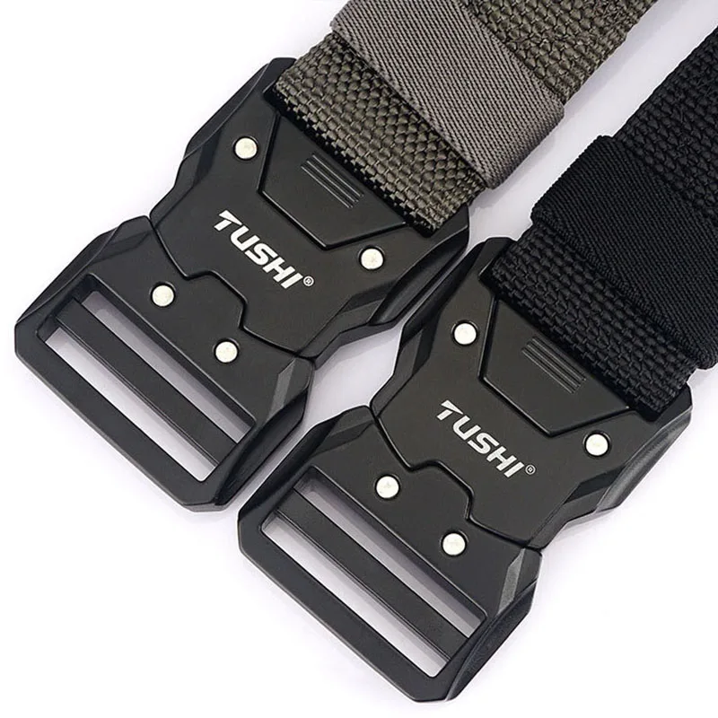 أحزمة تكتيكية عالية الجودة للرجال من النايلون والقماش العسكري، متعددة الوظائف للصيد في الهواء الطلق وحزام القتال والبقاء على قيد الحياة