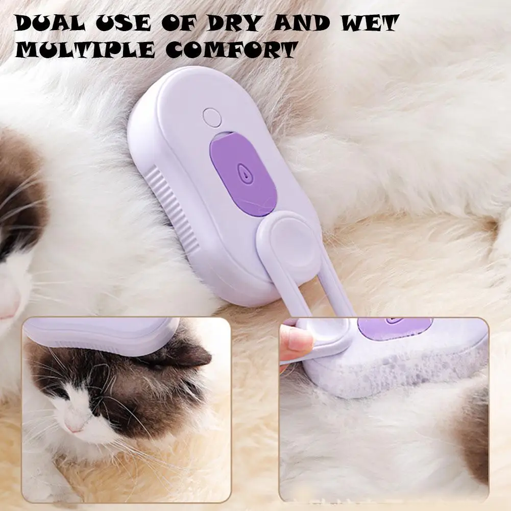 3-in-1 Pet Steam Brush Cat Dog Hair Electric One-click Brush Beauty Removal Spray Pet Massage Clean Supplies Dog Pets Hair C4Q2