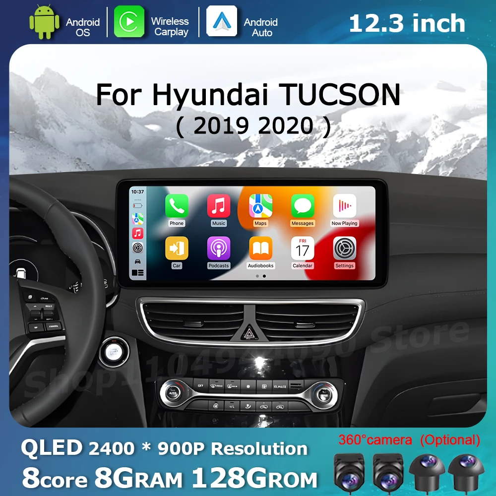 

QLED 2400*900P Car Touch Display Screen for Hyundai TUCSON 2019 2020 Multimedia Radio Player GPS Navi WiFi Carplay Android Auto