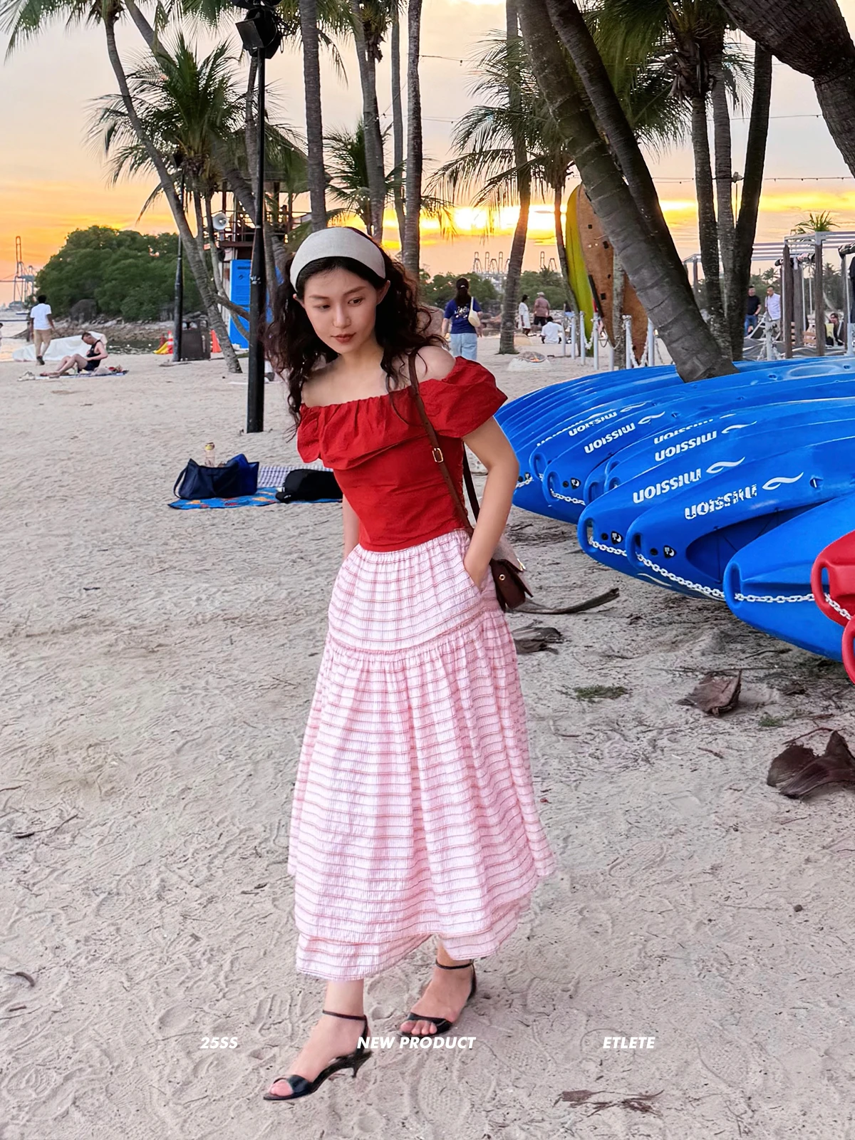 

Red Cheered Double Layer Skirt And T-irt Set ort Sve oulder Design Commute Sle Women's Faion Spring Autumn Winter