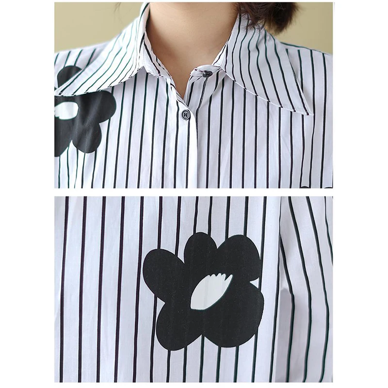 بدوره إلى أسفل الرقبة زهرة شريطية طويلة الأكمام قميص فضفاض وبلوزة المرأة أعلى عارضة واحدة الصدر الأبيض خمر أزياء أبلى