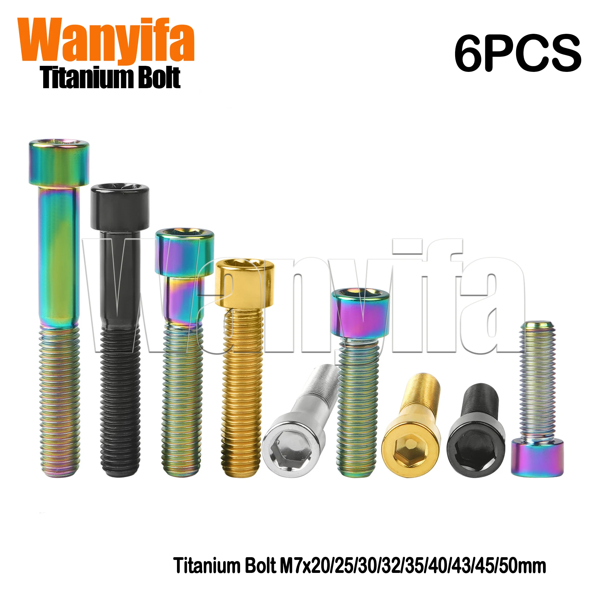 

Wanyifa Titanium Bolts M7x20/25/30/32/35/40/43/45/50mm Cylindrical Head Hexagon Socket Screws for MTB Part 4Pcs