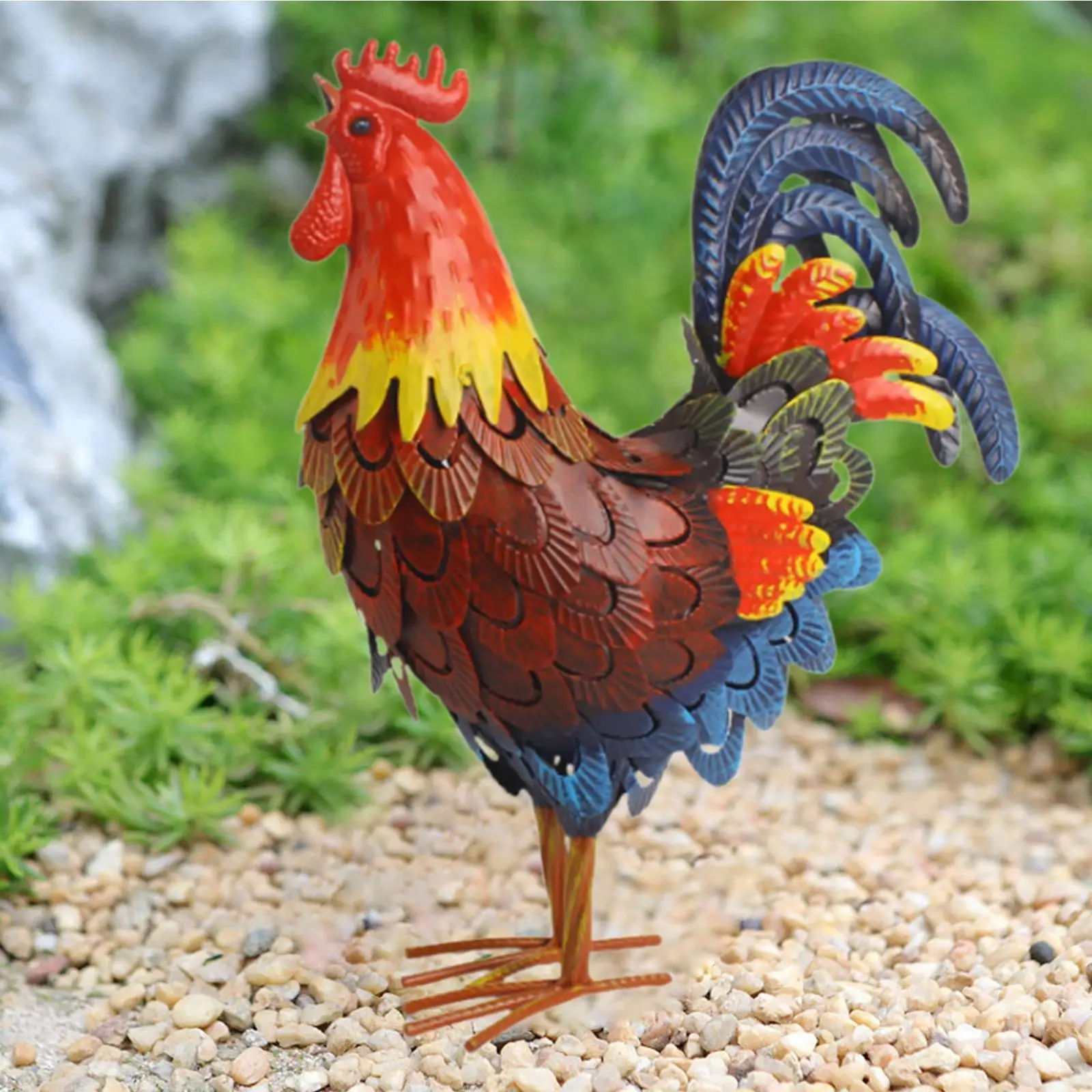 

Железный Петух Садовая Статуя Животного Фигурка Ферма Домашний Декор Курица Скульптура