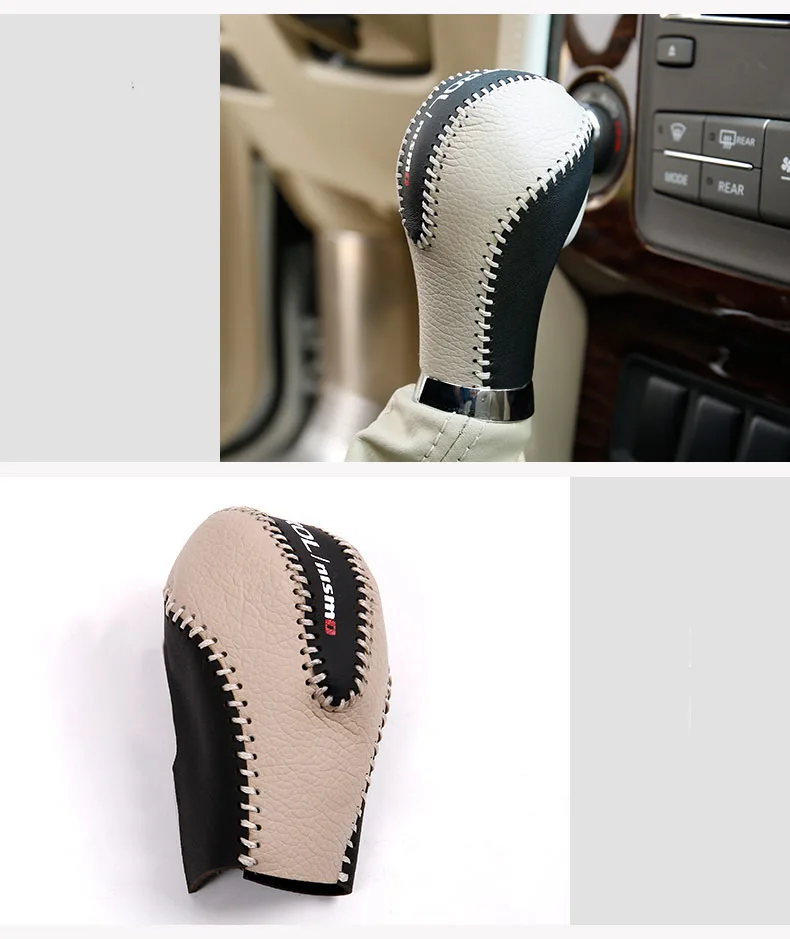 2013-2021  Hand Sewing Leather Car Gear Knob Protective Cover For Nissan Patrol Y62 Accessories