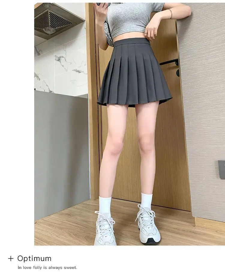 Plissierter Minirock mit Shorts für Damen, hohe Taille, A-Linie, Skater-Skort, Weiß, Schwarz, Rosa, sportliche Schuluniform, neue Mode, HotSale – Detail 13