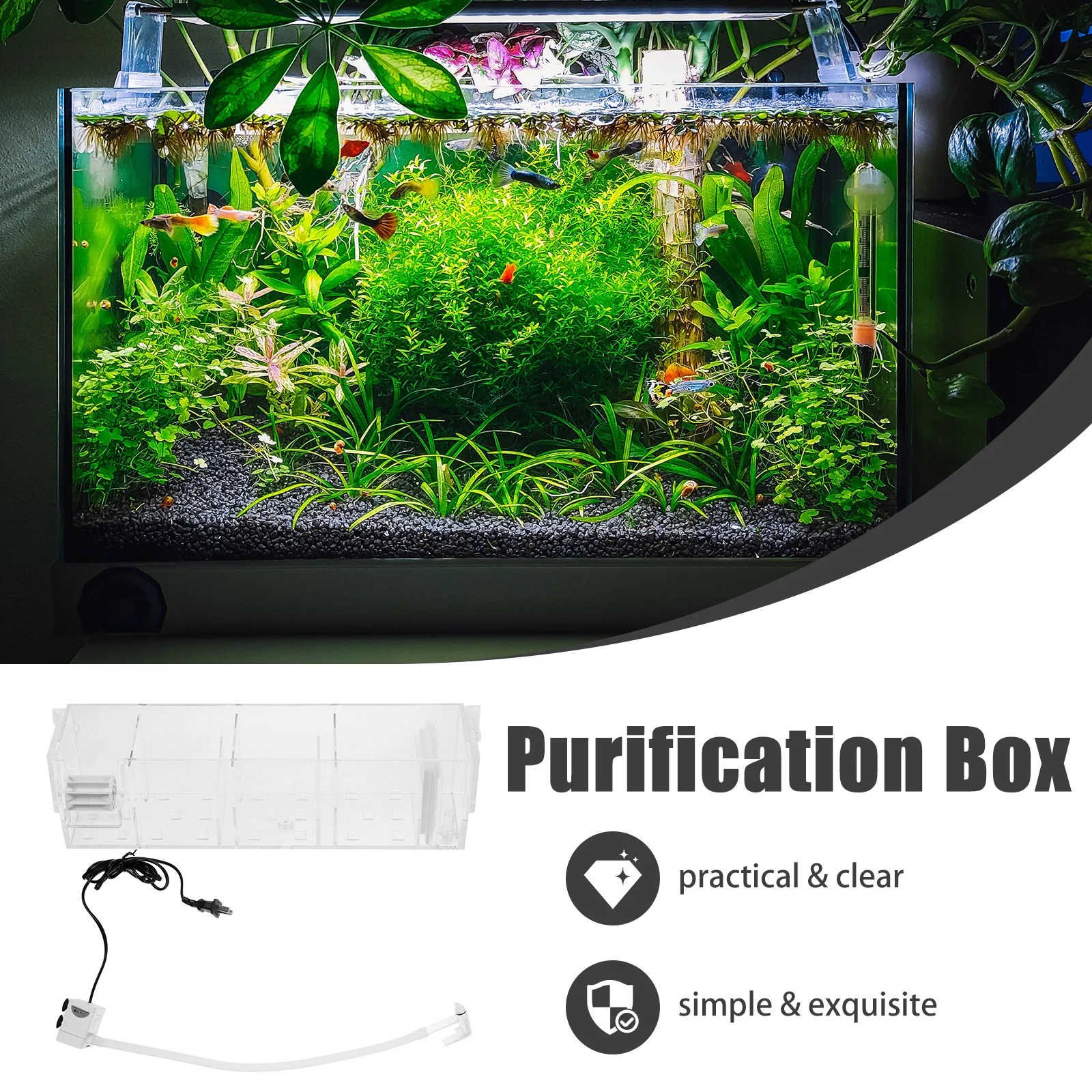 

1 set Aquarium Transparent Filter Box 3-In-1 Multifunctional Filtration System For Fish Tank Water Pump Oxygenation