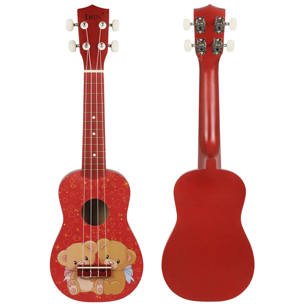 

21 Inch Ukulele Basswood Cute Bear Soprano Ukulele Red 4 Strings Hawaiian Guitar Kids Musical Instrument Gift Mini Guitarra