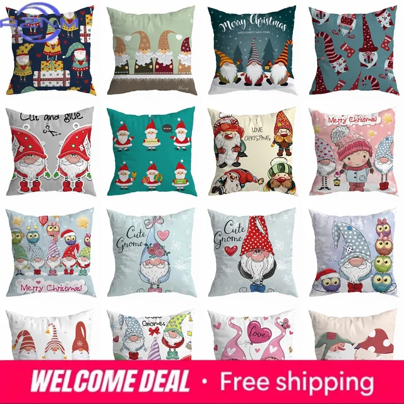 Christmas Gnome Pillow Cover Cute  Cushion  Car Office Sofa
