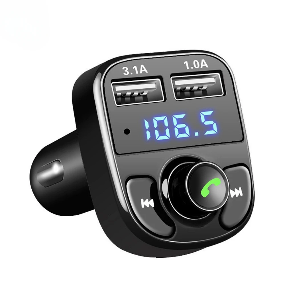 

X8 Car Dual USB Fast Charger FM Transmitter Bluetooth-compatible5.0 Handsfree Car Kit Audio Modulator MP3 Player Audio Receiver