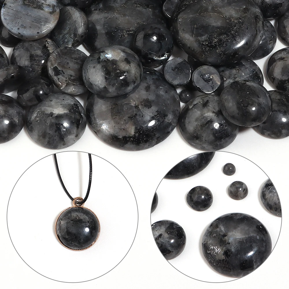 5-10pcs Labradorite Natutal Stone Round Cabochons Flat Back Loose Bead For Jewelry Making DIY Pendant Jewelry Inlay Accessories