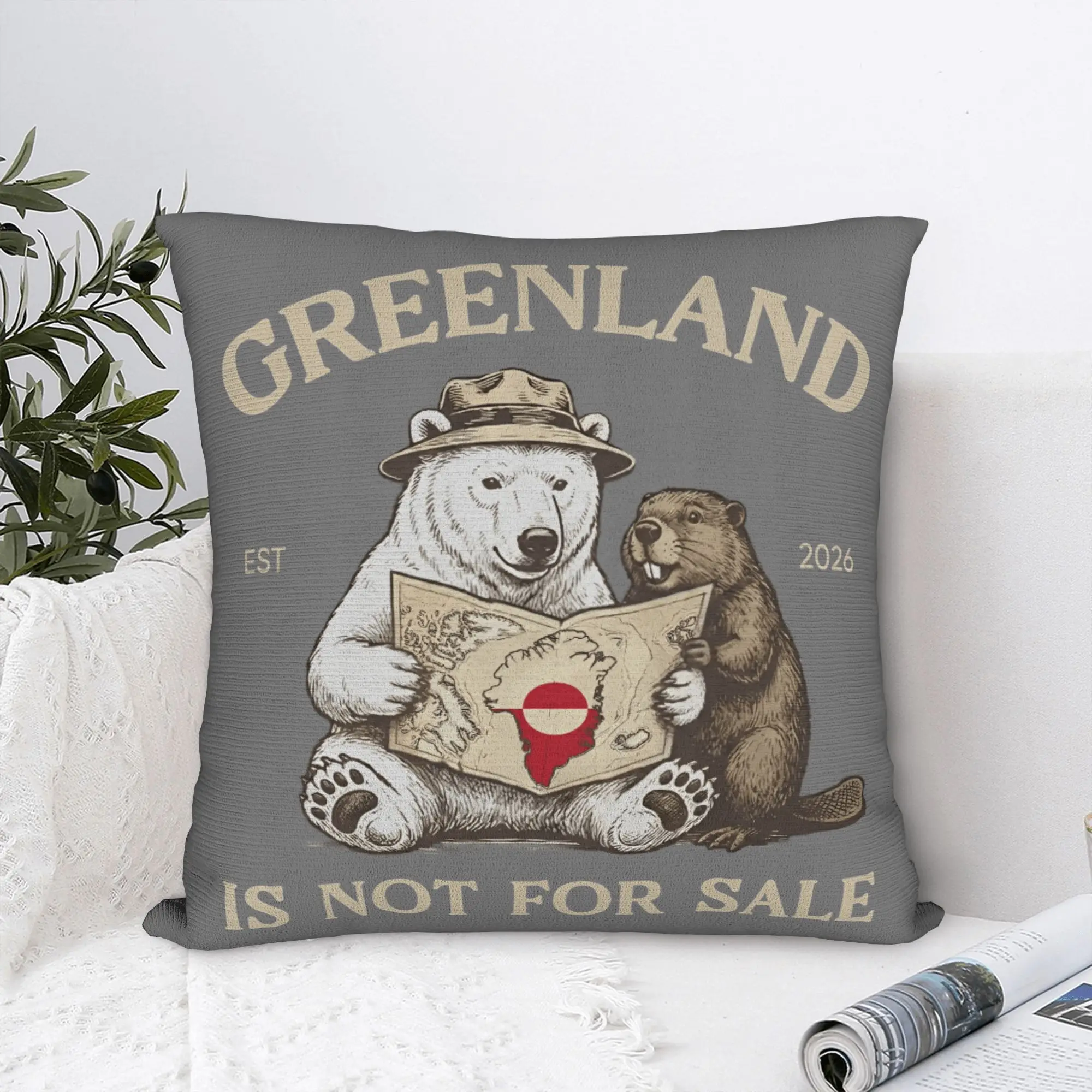 Greenland Is Not For Sale Pillow Cover  Cute Funny Pillow Case For Sofa Bedroom Home Decor Soft Pillowcases Birthday Gift