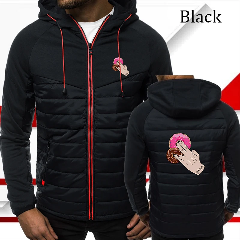 New fashionable men's autumn printed comfortable casual fashion patchwork jacket hooded top warm hooded sweatshirt