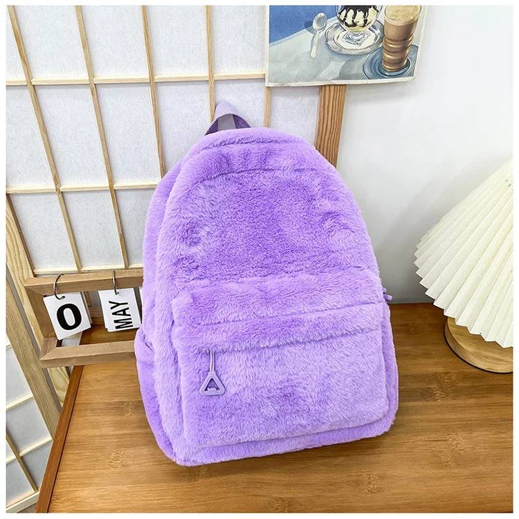 Zigui Kawaii Large Capacity Laptop Backpack Fashion Purple Bags School Casual Women Girls Cute Plush Backpack