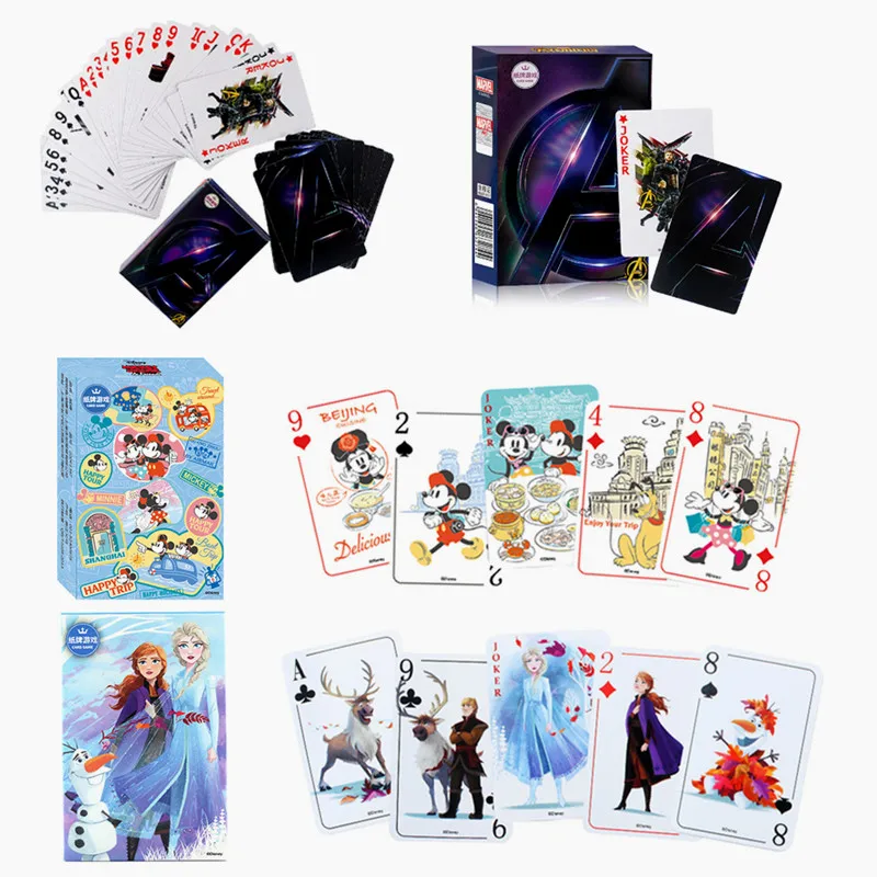 

Disney children's and adult paper gold and silver foil playing cards, Avengers, frozen animation, poker, toys,Tureavenger, 54PCS