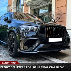 Car Front Fins Air Vent Cover Fit For Benz W167 GLE450 GLE63 GLE53 Coupe Real Carbon Fiber Car Front Air Vent Cover Fin Canards