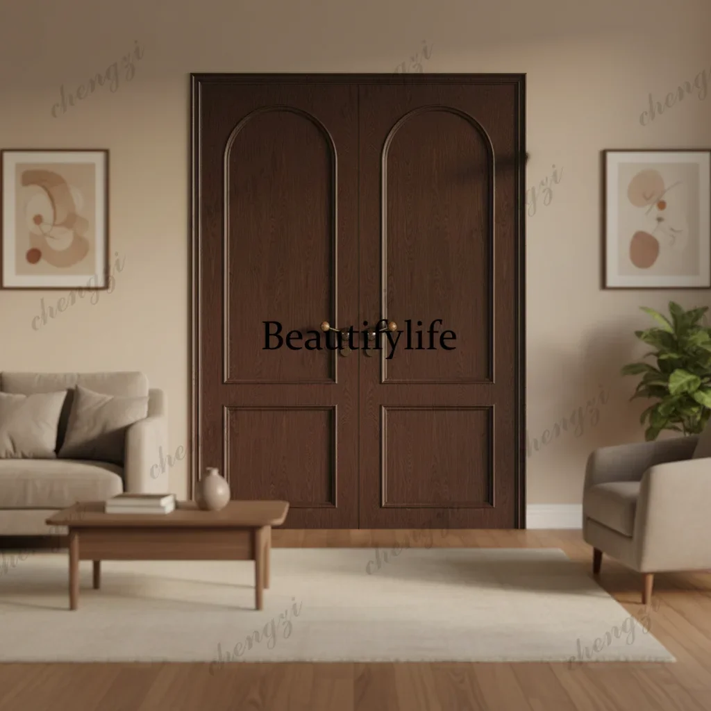 F181Z183 Customization Modern Style Solid Wood Paint Double Door, Original Wooden Door, Indoor Door, Entrance Door