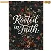Cross House Flag, Rustic Traditional Pumpkins Leaves Fall Black Burlap Double Sided Outside Large Garden Flag for Outdoor Pa llz