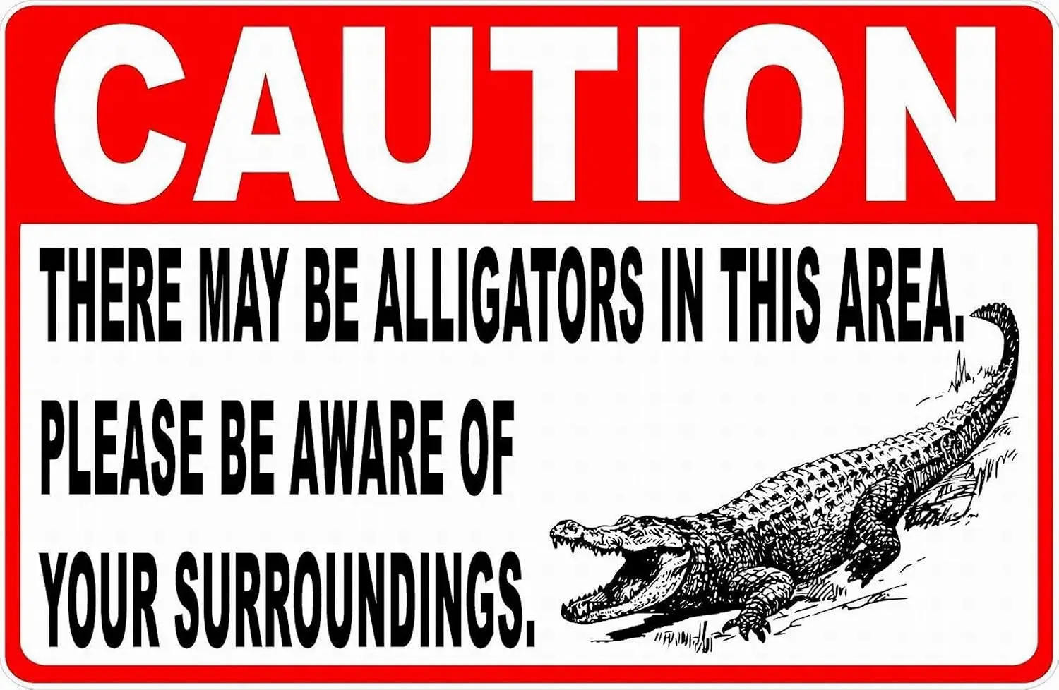 m1,Ylens Safety Sign Notice Danger Warning 8x12 Tin Sign Decor Caution There May Be Alligators in Area Sign