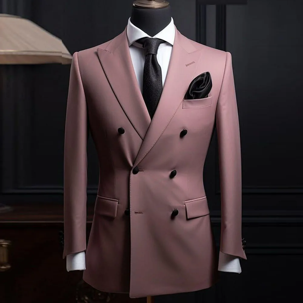 

Luxury Men Suits 2 Pieces Jacket Pant Peak Lapel High Quality Special Occasion Double Breasted Customize Male Clothing Fashion