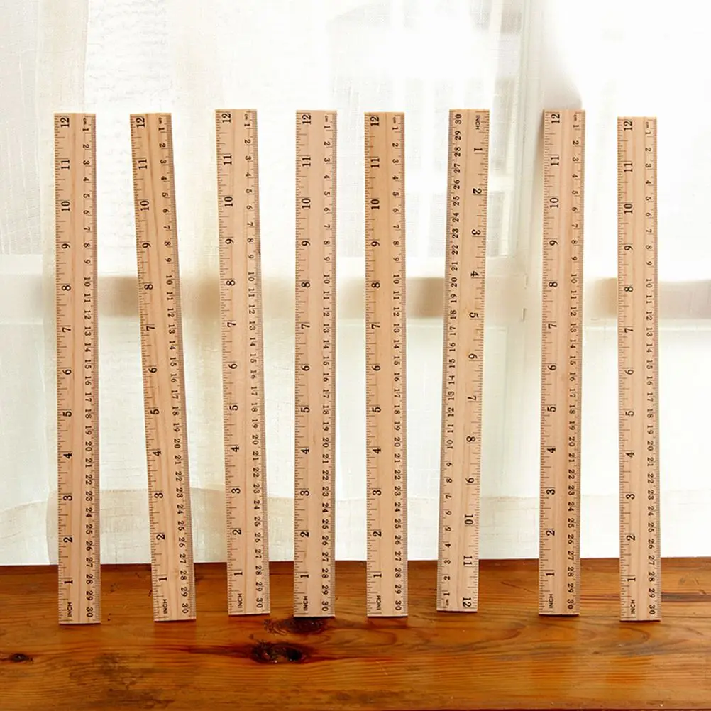 30 Pcs Wooden Ruler Double Scale Straight Metric System School Measuring Bamboo Student Quality Long Storage