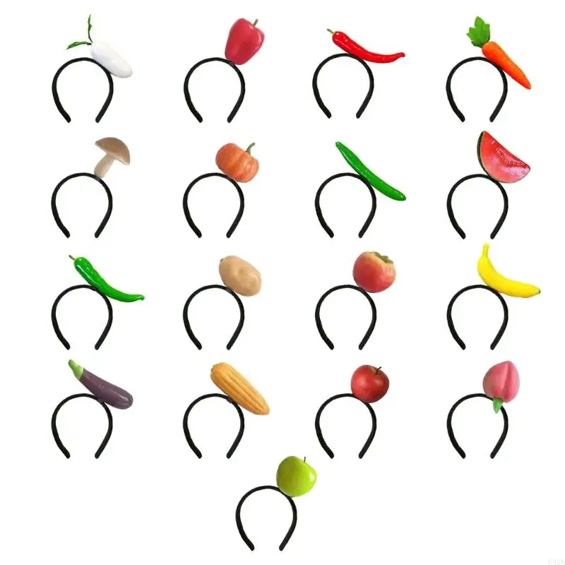 P88B Novelty Funny Headbands Stuffed Vegetables Hairbands Comfortable Costume