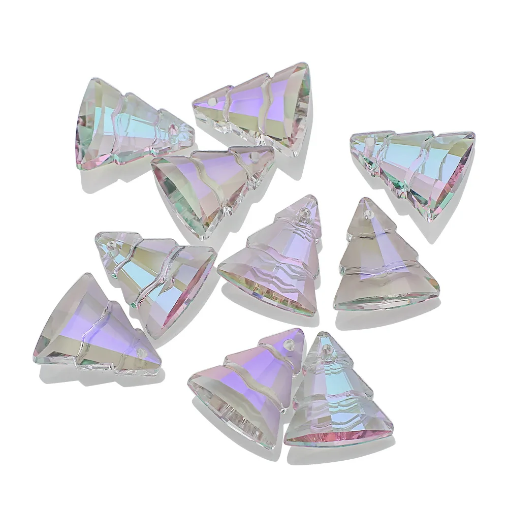 10Pcs 13x15mm Christmas Tree Crystal Glass Pendants Beads For DIY Charms Necklace Earings Jewelry Making Supplies Accessories